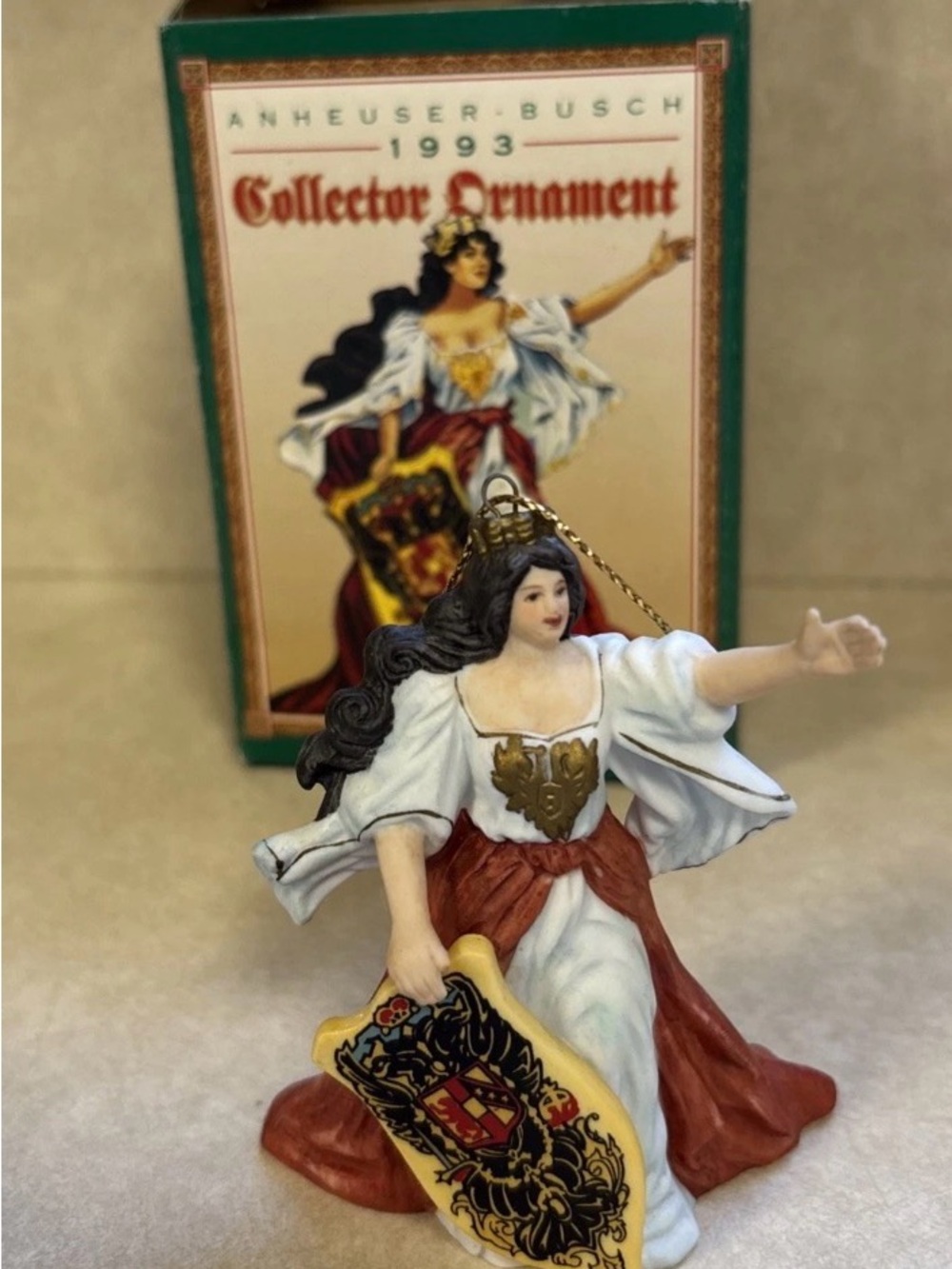 1993 Anheuser Busch Budweiser Lady Christmas Ornament Vintage New With Box